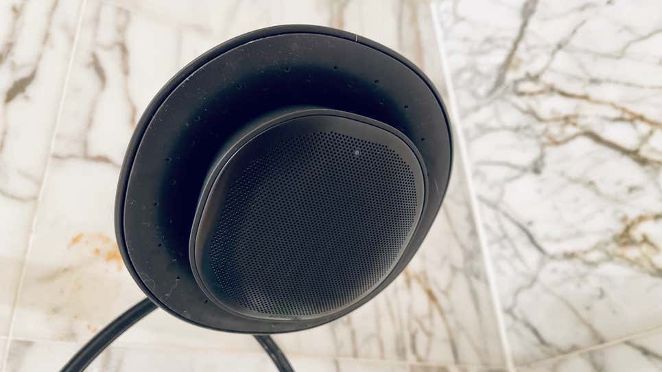 a photo of the Kohler Moxie shower head + wireless speaker